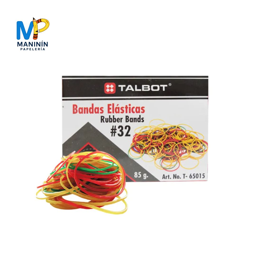 Bandas Elásticas, Nro. 32, Colores, Caja x 3 Onz. (85 g.) - TALBOT